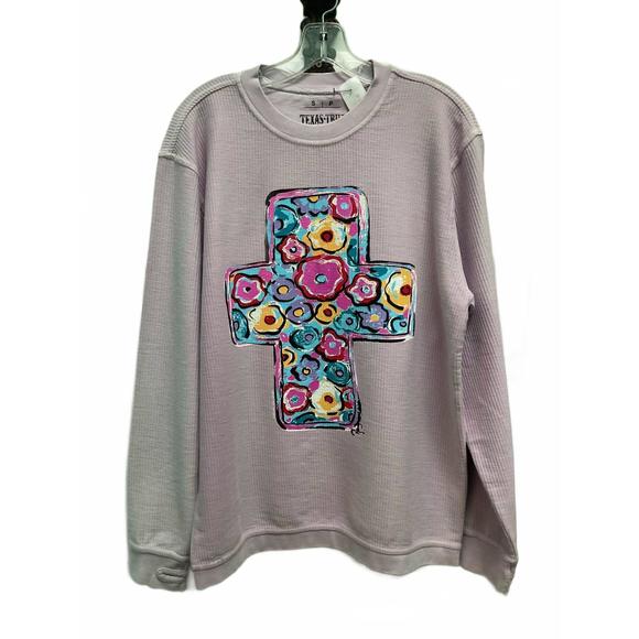 Texas True Threads | Tops | New Texas True Threads Purple Floral Cross ...
